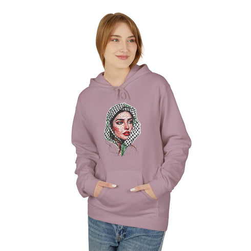 Palestine Woman Art Hoodie Unisex - Keffiyeh Scarf Dual-Sided Graphic Pullover